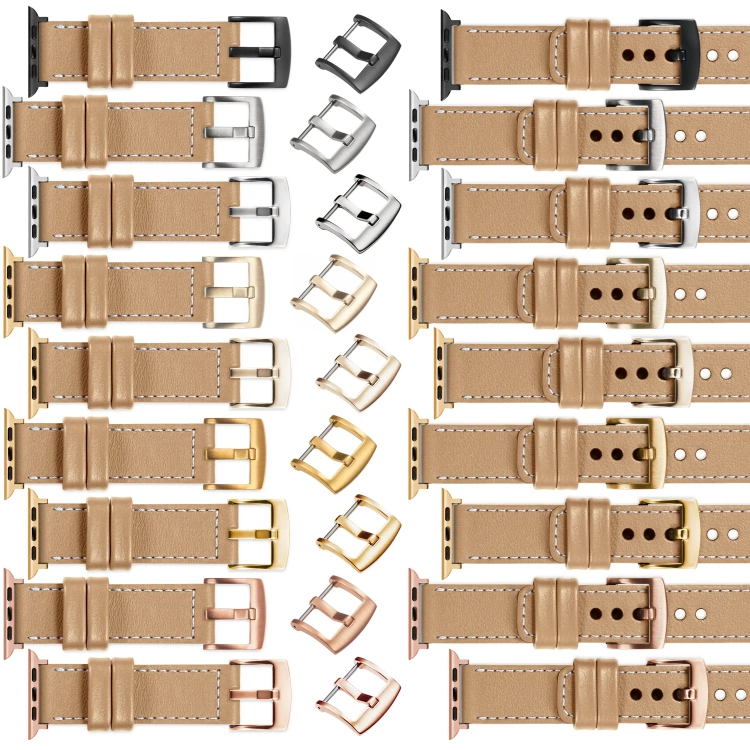 moVear Prestige C1 20mm Cappuccino Leather strap for Apple Watch 10 / 9 / 8 / 7 / 6 / 5 / 4 / SE (46/45/44mm) & Ultra (49mm) | Cappuccino stitching [sizes XS-XXL and buckle to choose from]