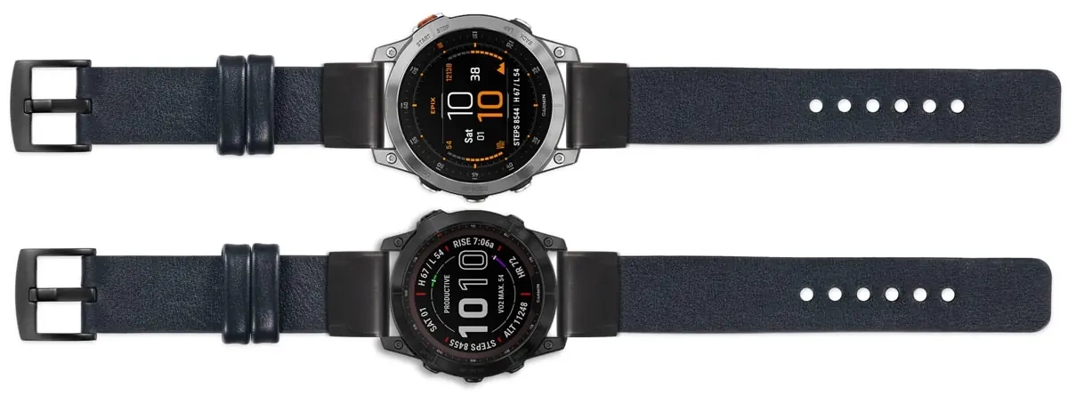 moVear Prestige S1 Lederarmband für Garmin QuickFit 26mm (Fenix / Epix / Quatix / Tactix / Enduro - 51mm) Schwarz [Schließe nach Wahl]