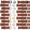 moVear Prestige C1 20mm Braun Lederarmband für Apple Watch 10 / 9 / 8 / 7 / 6 / 5 / 4 / SE (42/41/40mm) | Braun Nähte [Größen XS-XXL und Schnalle zur Auswahl]