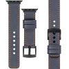 moVear Prestige C1 22mm Stahlgrau Lederarmband für Apple Watch 10 / 9 / 8 / 7 / 6 / 5 / 4 / SE (42/41/40mm) | Stahlgrau Nähte [Größen XS-XXL und Schnalle zur Auswahl]