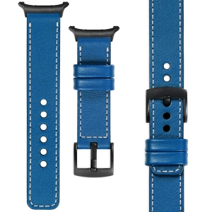 moVear Prestige C1 24mm Blue Leather strap for Samsung Galaxy Watch Ultra | Blue stitching [sizes XS-XXL and buckle to choose from]