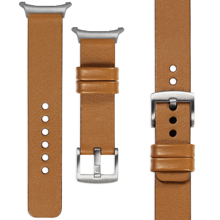 moVear Prestige S1 24mm Leather strap for Samsung Galaxy Watch Ultra Light brown [sizes XS-XXL and buckle to choose from]