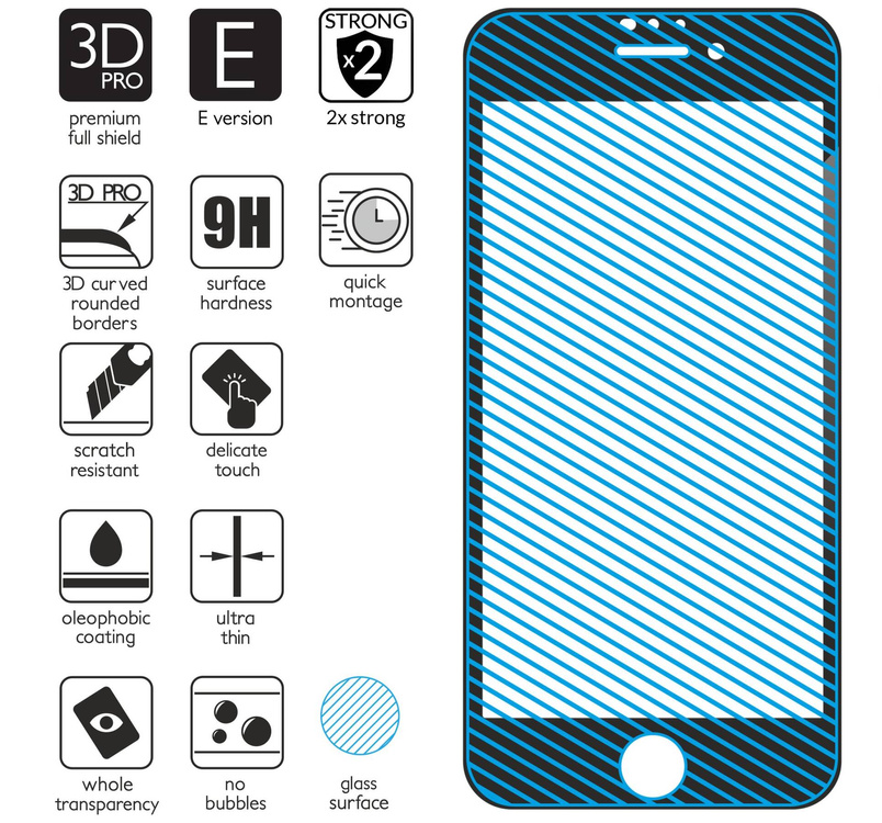 moVear GLASS mSHIELD 3D PRO-E for Apple iPhone SE (2022 / 2020) / 8 / 7 (4.7") (case friendly)