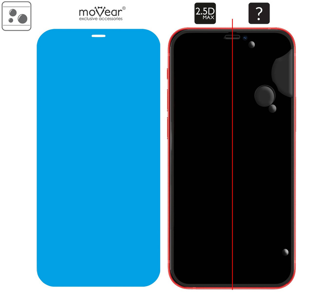 moVear GLASS mSHIELD 2.5D MAX MATT für Apple iPhone 12 Mini (5.4") (Handyhülle freundlich, Antireflex)