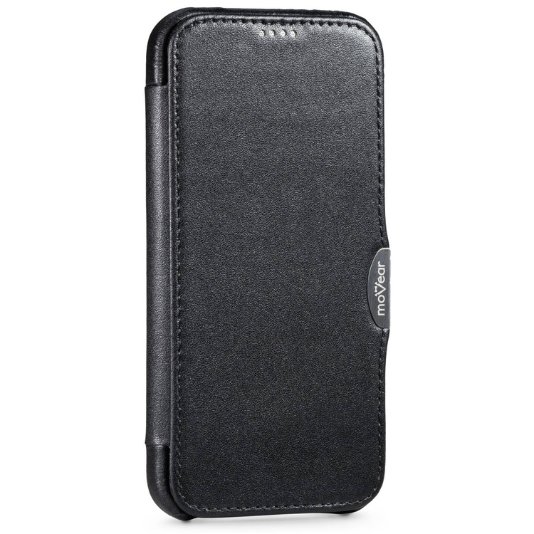moVear flipSide C Leder Handyhülle für Apple iPhone 12 Pro / 12 (6.1") | Glattleder (Schwarz)