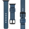 moVear Prestige C1 24mm Blaue Jeans Lederarmband für Apple Watch 10 / 9 / 8 / 7 / 6 / 5 / 4 / SE (46/45/44mm) & Ultra (49mm) | Blaue Jeans Nähte [Größen XS-XXL und Schnalle zur Auswahl]