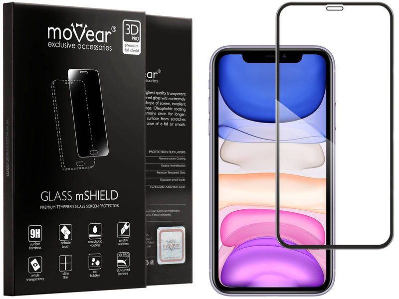 moVear GLASS mSHIELD 3D PRO für Apple iPhone 11 / Xr (6.1") (Vollbildschutz)