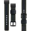 moVear Prestige C1 Lederarmband für Garmin QuickFit 22mm (Fenix / Forerunner / Epix / Instinct / Enduro / Quatix / MARQ - 47/45mm) Schwarz, Schwarz Nähte [Größen XS-XXL und Schnalle zur Auswahl]