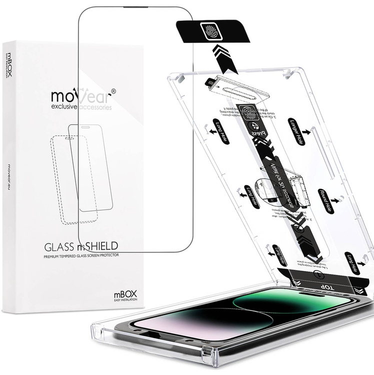 moVear mBOX GLASS mSHIELD 2.5D für Apple iPhone 14 Pro (6.1") (einfache Installation)