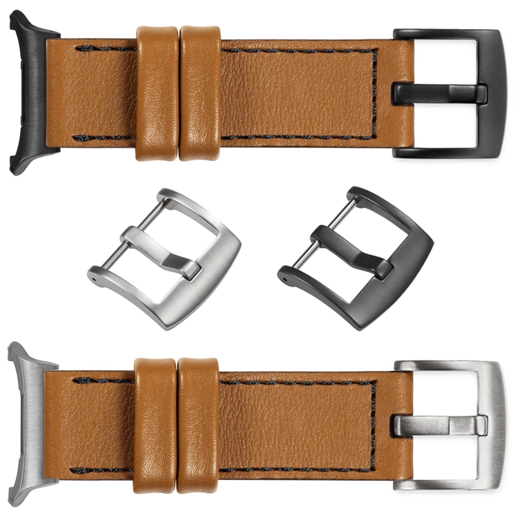 moVear Prestige C1 24mm Light brown Leather strap for Samsung Galaxy Watch Ultra | Light brown stitching [sizes XS-XXL and buckle to choose from]
