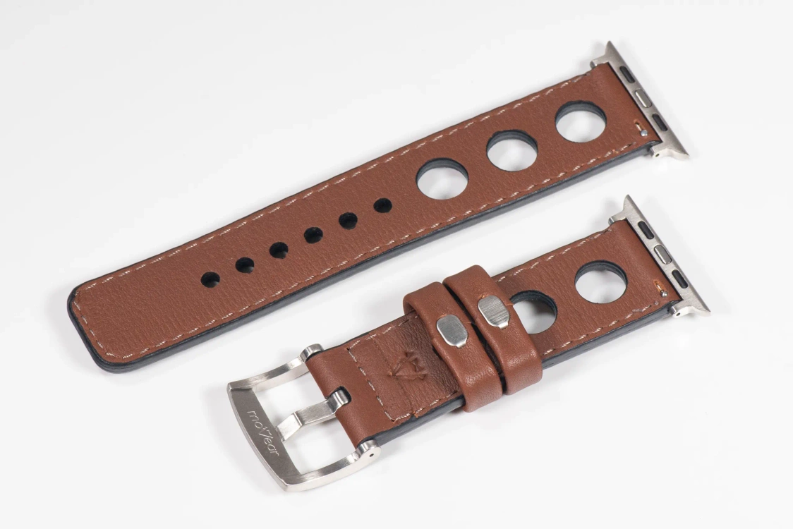 Leather watch strap