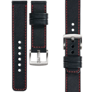 moVear Prestige C1 23mm leather watch strap | Black, Black stitching [sizes XS-XXL and buckle to choose from]