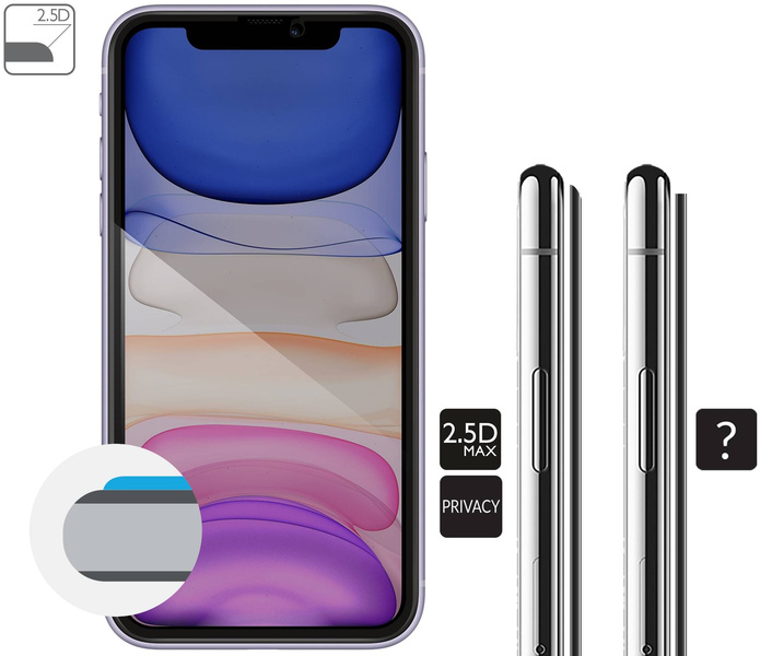 moVear mBOX GLASS mSHIELD 2.5D MAX privacy für Apple iPhone 11 / Xr (6.1") (Anti-Spionage, mit Applikator)