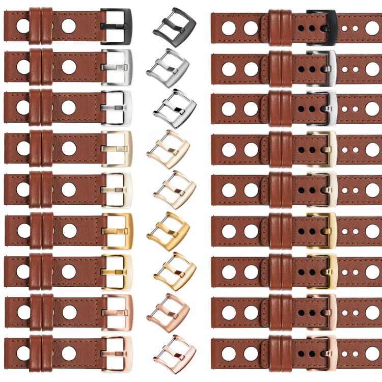 moVear Prestige R1 18mm leather watch strap | Brown, Brown stitching [sizes XS-XXL and buckle to choose from]