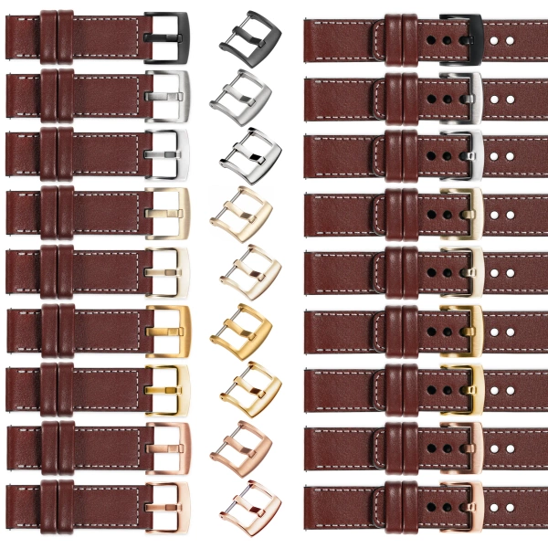 moVear Prestige C1 23mm leather watch strap | Auburn, Auburn stitching [sizes XS-XXL and buckle to choose from]