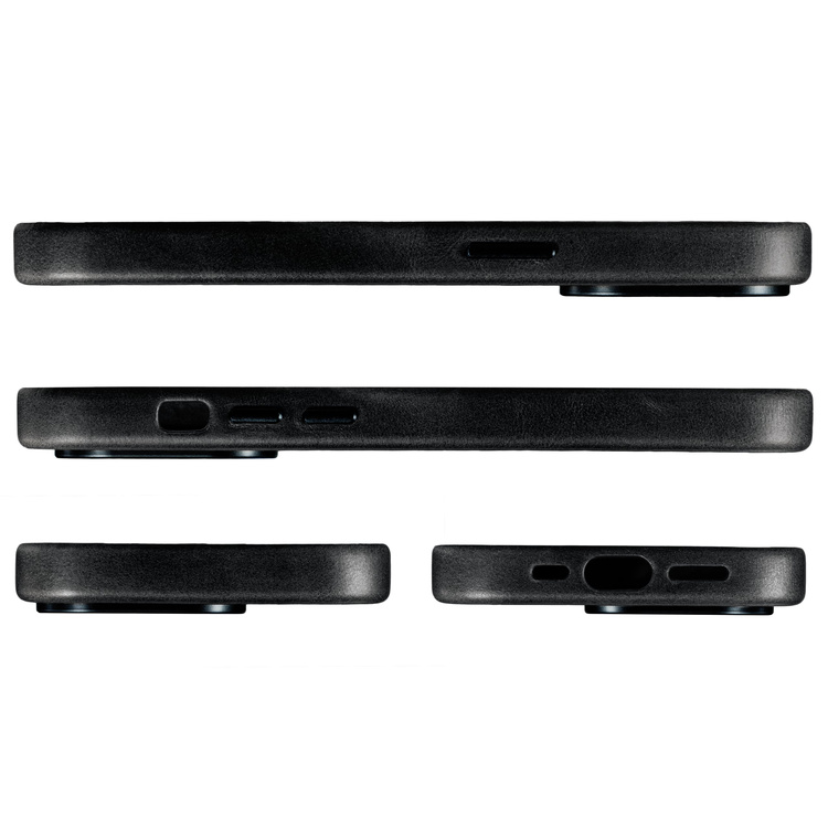 moVear [PRODUCT_MODEL] Lederrückseite für Apple iPhone 15 Pro (6.1") | MagSafe kompatibel, Naturgeöltes Leder (Schwarz)