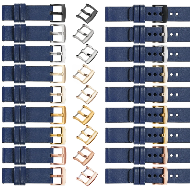 moVear Prestige S1 22mm Lederarmband für Garmin Vivoactive 4, Venu 3/2 Navy blau [Schließe nach Wahl]