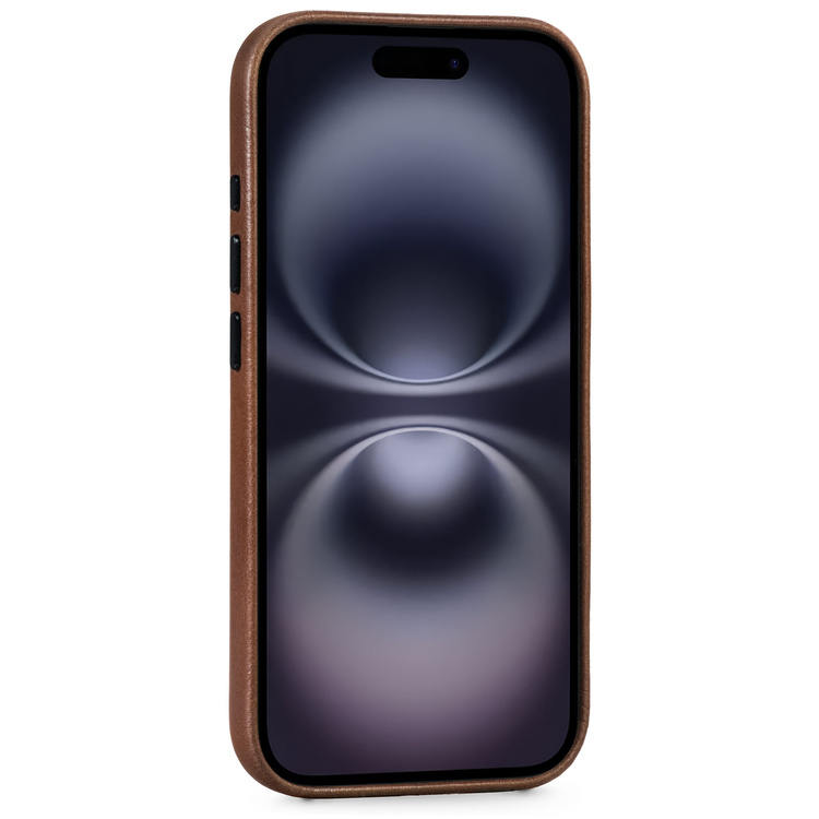 moVear [PRODUCT_MODEL] Lederrückseite für Apple iPhone 16 (6.1") | MagSafe kompatibel, Naturgeöltes Leder (Dunkelbraun)