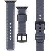 moVear Prestige C1 22mm Stahlgrau Lederarmband für Apple Watch 10 / 9 / 8 / 7 / 6 / 5 / 4 / SE (42/41/40mm) | Stahlgrau Nähte [Größen XS-XXL und Schnalle zur Auswahl]