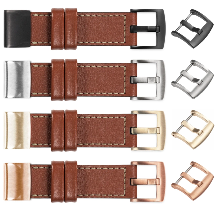 moVear Prestige C1 Lederarmband für Garmin QuickFit 20mm (Fenix / Instinct - 43/42/40mm) Braun, Braun Nähte [Größen XS-XXL und Schnalle zur Auswahl]