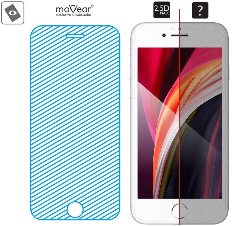 moVear GLASS mSHIELD 2.5D MAX für Apple iPhone 6 / 6s (4.7") (Handyhülle freundlich)