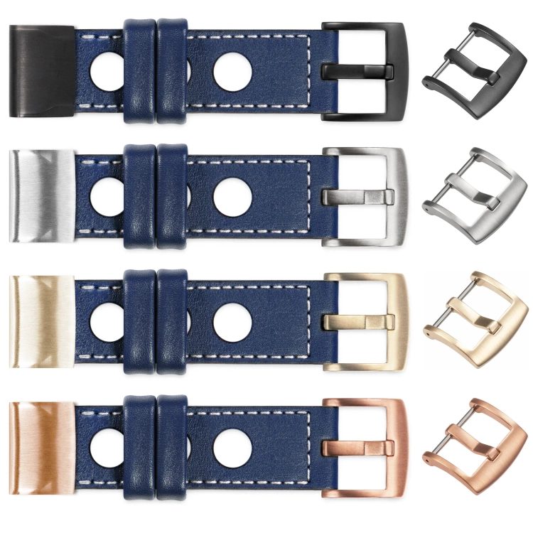 moVear Prestige R1 Leather strap for Garmin QuickFit 22mm (Fenix / Forerunner / Epix / Instinct / Enduro / Quatix / MARQ - 47/45mm) Navy blue, Navy blue stitching [sizes XS-XXL and buckle to choose from]