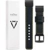 moVear Prestige C1 Lederarmband für Garmin QuickFit 22mm (Fenix / Forerunner / Epix / Instinct / Enduro / Quatix / MARQ - 47/45mm) Schwarz, Schwarz Nähte [Größen XS-XXL und Schnalle zur Auswahl]