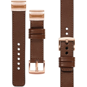 moVear Prestige C1 Leather strap for Garmin QuickFit 20mm (Fenix / Instinct - 43/42/40mm) Dark brown, Dark brown stitching [sizes XS-XXL and buckle to choose from]