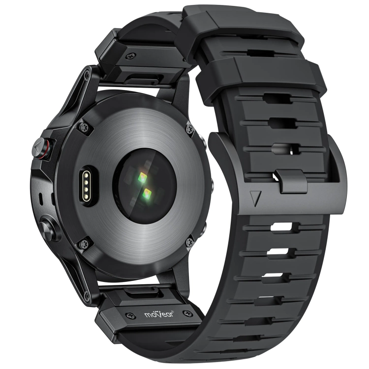 moVear FKM Extreme Armband für Garmin QuickFit 26mm (Fenix / Epix / Quatix / Tactix / Enduro - 51mm) Schwarz