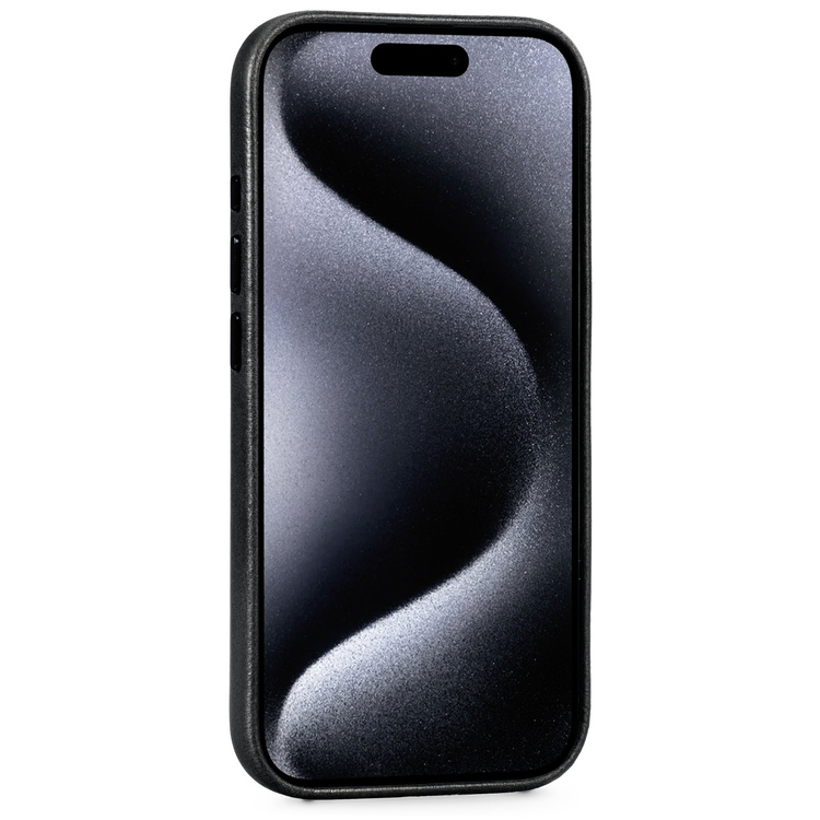 moVear [PRODUCT_MODEL] Lederrückseite für Apple iPhone 15 Pro (6.1") | MagSafe kompatibel, Naturgeöltes Leder (Schwarz)