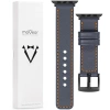moVear Prestige C1 22mm Stahlgrau Lederarmband für Apple Watch 10 / 9 / 8 / 7 / 6 / 5 / 4 / SE (42/41/40mm) | Stahlgrau Nähte [Größen XS-XXL und Schnalle zur Auswahl]