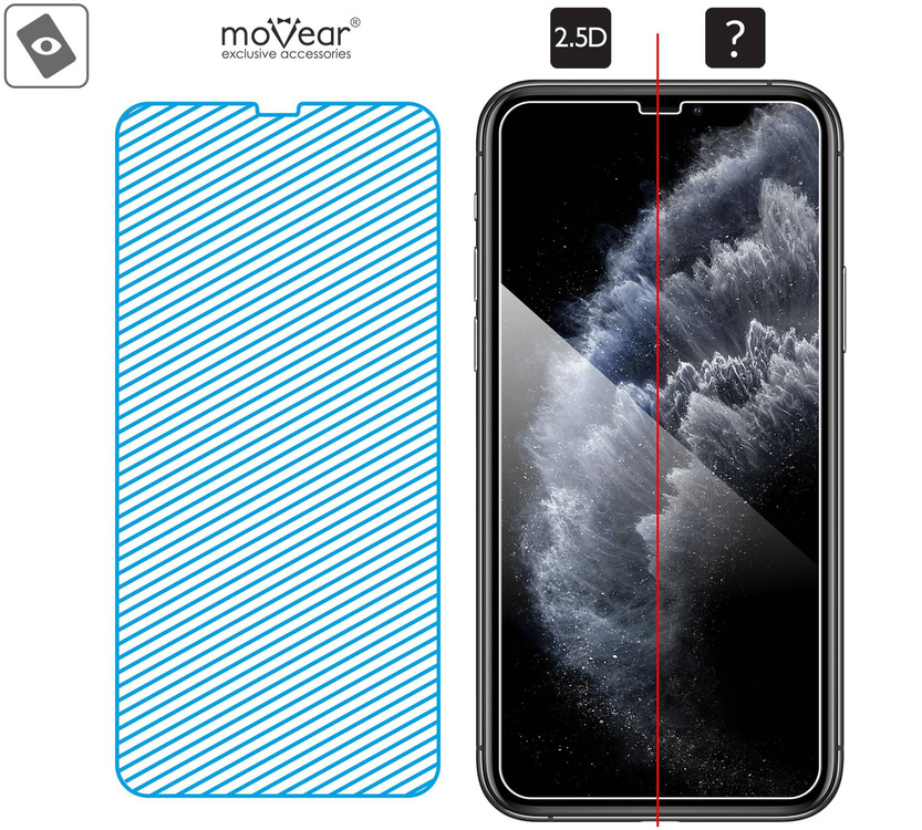 2 Stk. | moVear GLASS mSHIELD 2.5D für Apple iPhone 11 Pro / Xs / X (5.8") (Handyhülle freundlich)