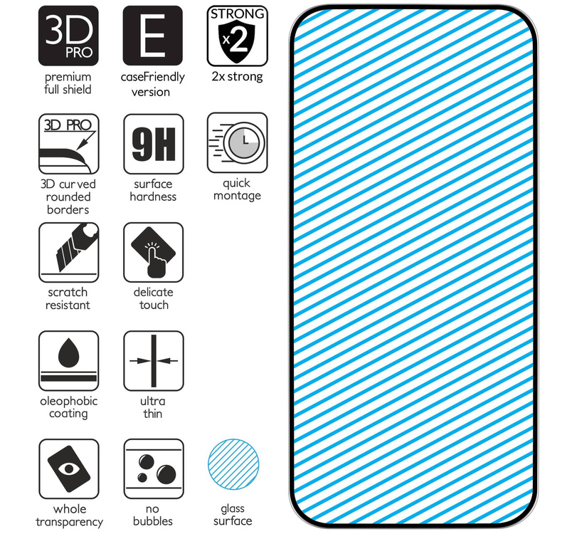 2 pcs. | moVear GLASS mSHIELD 3D PRO-E for Apple iPhone 14 Pro Max (6.7") (case friendly)