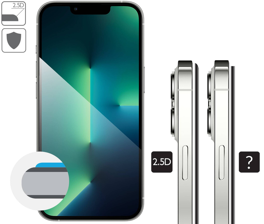 2 pcs. | moVear mBOX GLASS mSHIELD 2.5D MAX privacy for Apple iPhone 16e / 14 / 13 / 13 Pro (6.1") (Anti spy, with Applicator)