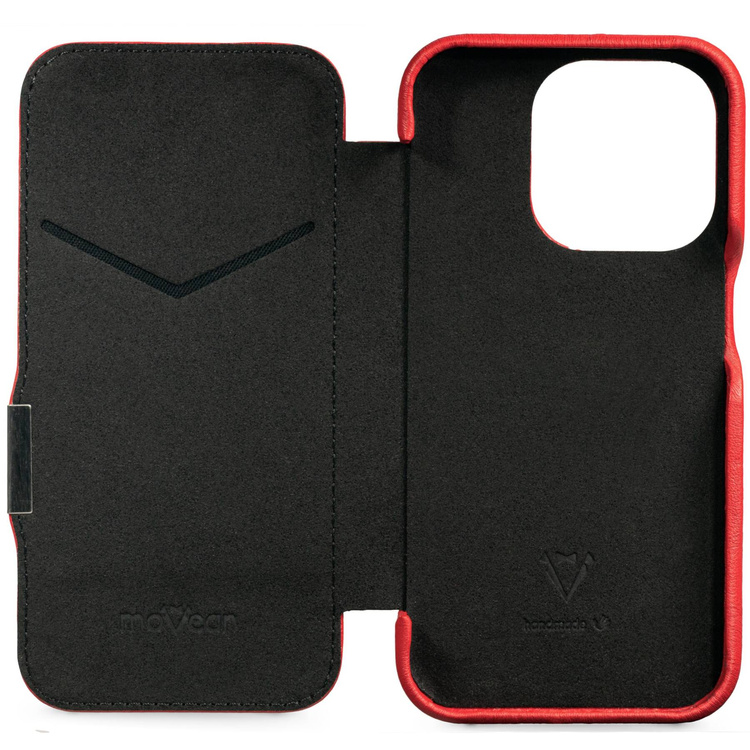 moVear flipSide 4C Leather case for Apple iPhone 15 (6,1") | Smooth leather (Red)