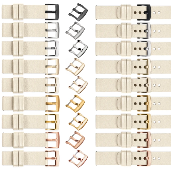 moVear Prestige S1 18mm Lederarmband für Garmin Vivoactive 4S, Venu 3S/2S, Vívomove 3S Nude [Schließe nach Wahl]