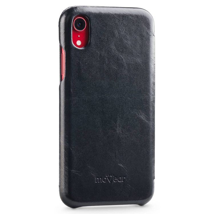 moVear flipSide S Leather slim case for Apple iPhone Xr (6.1") | Vintage Leather (Black)