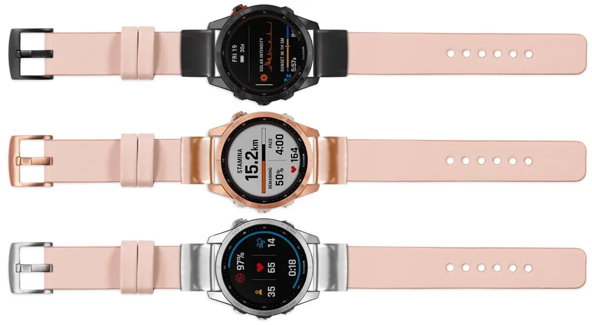 moVear Prestige S1 Lederarmband für Garmin QuickFit 20mm (Fenix / Instinct - 43/42/40mm) Fleisch rosa [Schließe nach Wahl]