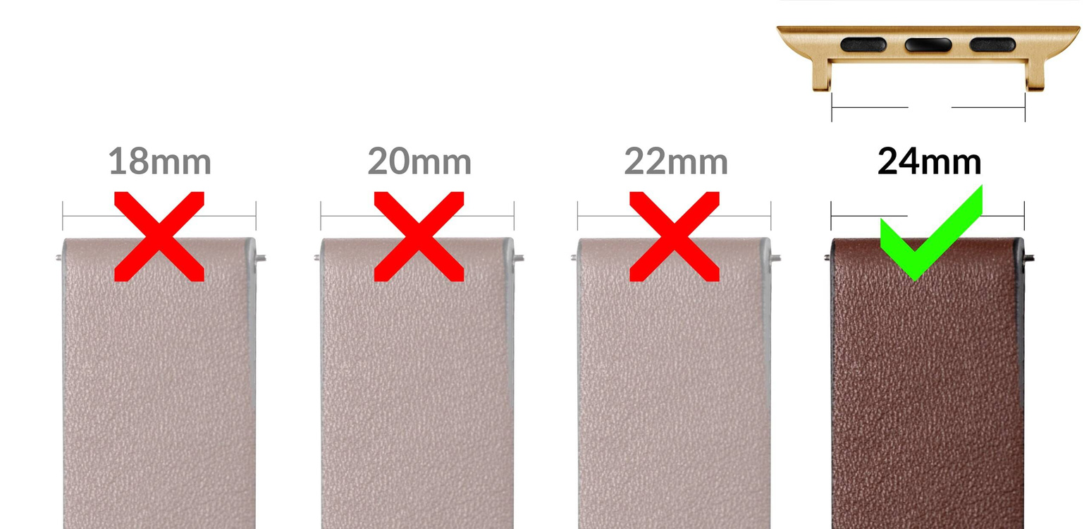 moVear | 24mm watch strap adapter for Apple Watch 9/8/7/6/SE/5/4/3/2/1 (45/44/42mm) & Ultra (49mm) | Golden, Stainless steel +PVD