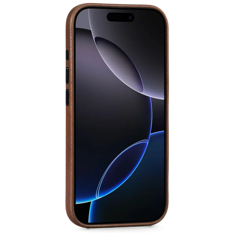 moVear [PRODUCT_MODEL] Lederrückseite für Apple iPhone 16 Pro (6.3") | MagSafe kompatibel, Naturgeöltes Leder (Dunkelbraun)