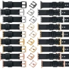 moVear Prestige C1 20mm Schwarz Lederarmband für Apple Watch 10 / 9 / 8 / 7 / 6 / 5 / 4 / SE (42/41/40mm) | Schwarz Nähte [Größen XS-XXL und Schnalle zur Auswahl]