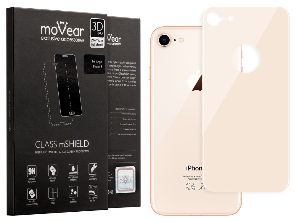 moVear GLASS mSHIELD 3D PRO kompatibel mit iPhone 8 | Panzerglas Schutzfolie, Gehärtetes Glas (nach Hinten)