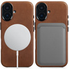 moVear [PRODUCT_MODEL] Lederrückseite für Apple iPhone 16 (6.1") | MagSafe kompatibel, Naturgeöltes Leder (Dunkelbraun)