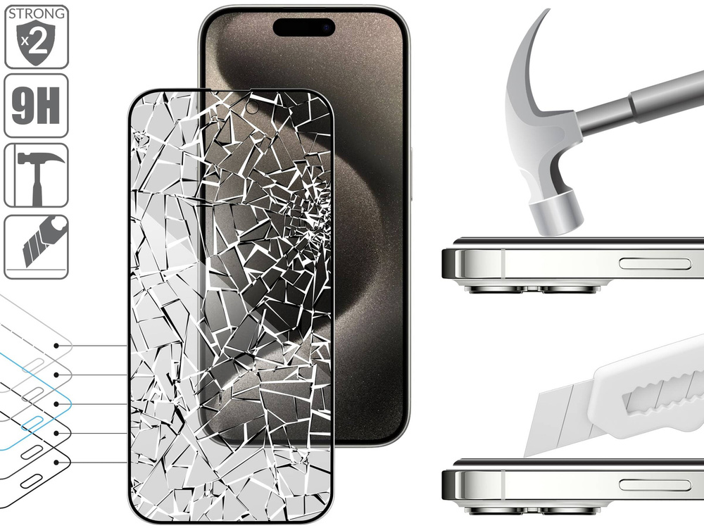 moVear mBOX GLASS mSHIELD 3D PRO privacy für Apple iPhone 15 Pro (6.1") (Privatisieren, mit Applikator)