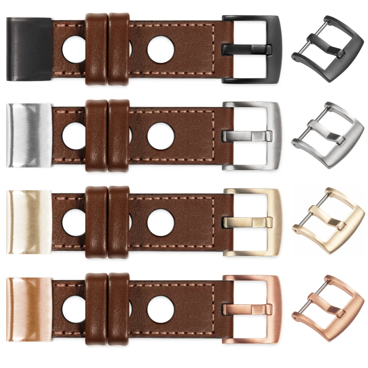 moVear Prestige R1 Leather strap for Garmin QuickFit 20mm (Fenix / Instinct - 43/42/40mm) Dark brown, Dark brown stitching [sizes XS-XXL and buckle to choose from]