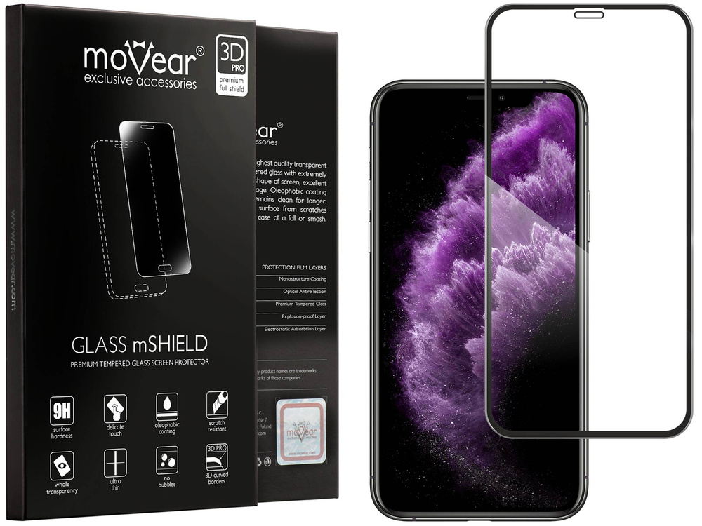 moVear GLASS mSHIELD 3D PRO-E for Apple iPhone 11 Pro Max / Xs Max (6.5") (case friendly)