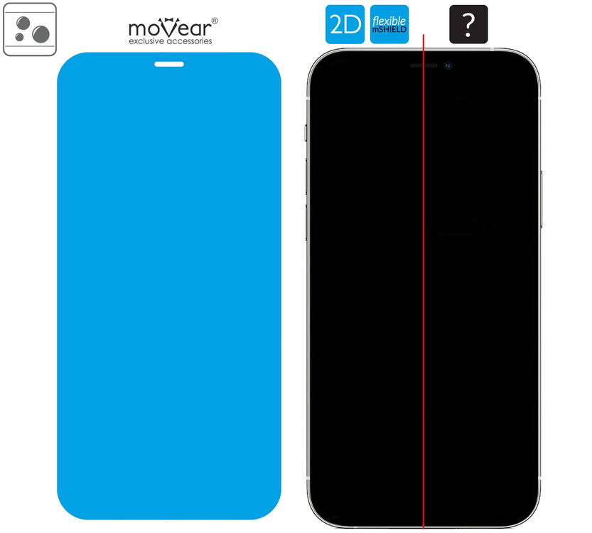 2 pcs. | moVear flexible mSHIELD 2D for Apple iPhone 12 Pro Max (6.7"). Armored hybrid glass.