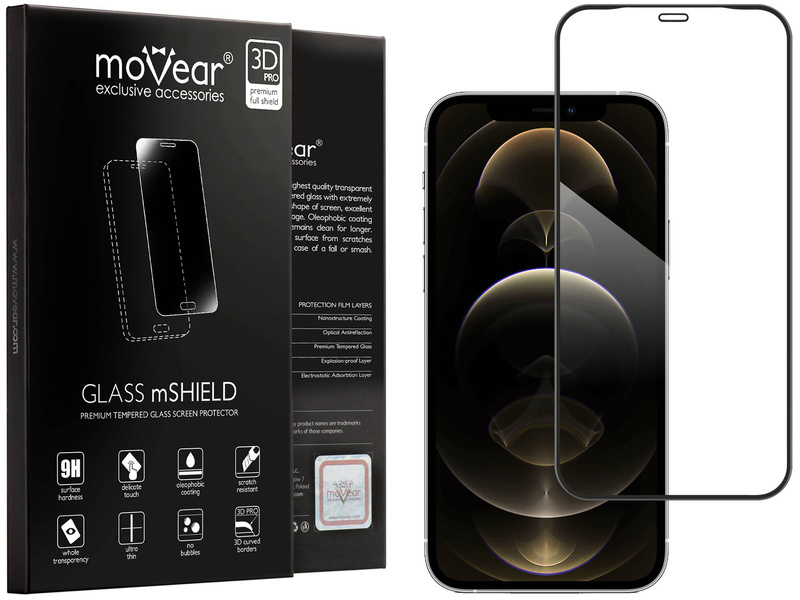 moVear GLASS mSHIELD 3D PRO-E for Apple iPhone 12 Pro Max (6.7") (case friendly)