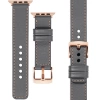 moVear Prestige C1 20mm Grau Lederarmband für Apple Watch 10 / 9 / 8 / 7 / 6 / 5 / 4 / SE (42/41/40mm) | Grau Nähte [Größen XS-XXL und Schnalle zur Auswahl]