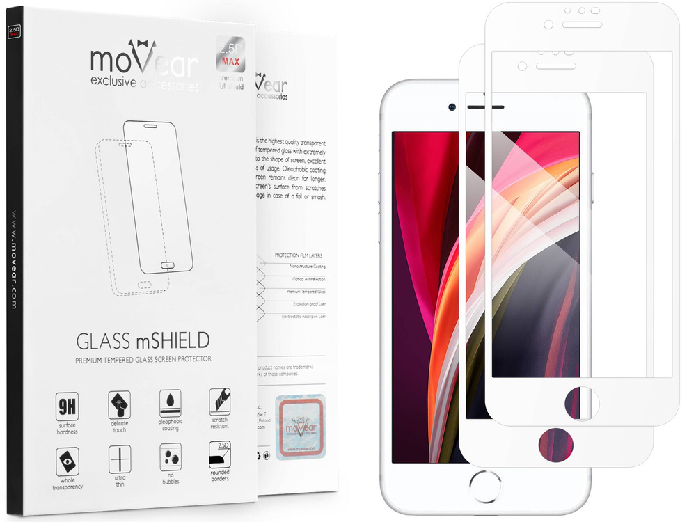 2 Stk. | moVear GLASS mSHIELD 2.5D MAX für Apple iPhone 8 Plus / 7 Plus (5.5") (Handyhülle freundlich)